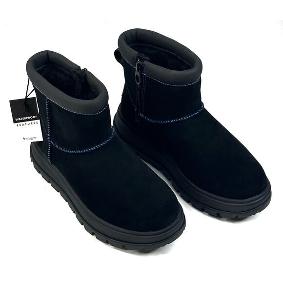 Koolaburra by UGG Koola Mini Hybrid Waterproof Black Suede Boots Womens 6 New - Picture 1 of 11